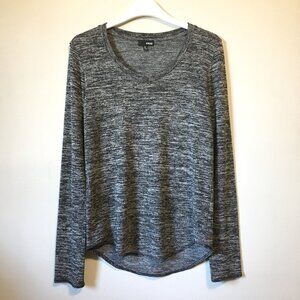 Aritzia Wilfred Free Black White Marled Long Sleeve Hipster Shirt